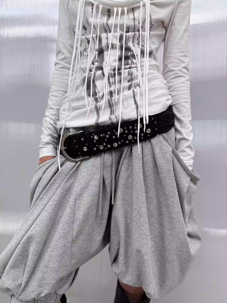 Leather Composite Rivet Drill Buckle Wide Waistband【s0000014539】