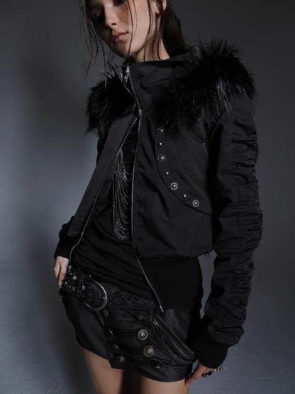 Short Waist Pie Overcomes Eco-Friendly Fur Lining Thickened Cold-Proof Fur Collar Jacket【s0000014544】