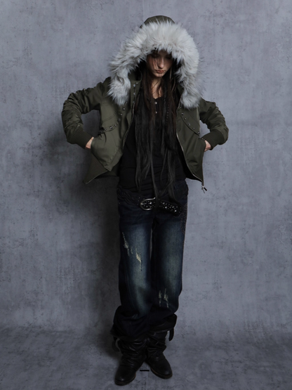 Short Waist Pie Overcomes Eco-Friendly Fur Lining Thickened Cold-Proof Fur Collar Jacket【s0000014544】