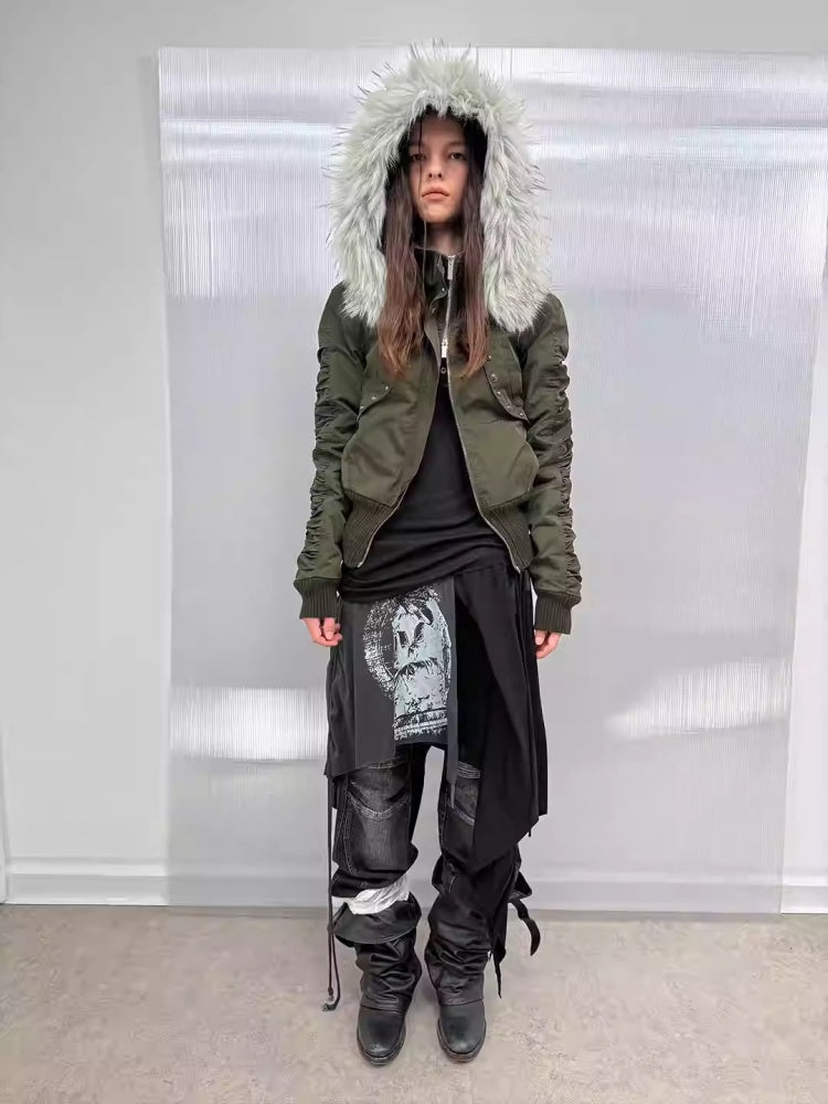 Short Waist Pie Overcomes Eco-Friendly Fur Lining Thickened Cold-Proof Fur Collar Jacket【s0000014544】