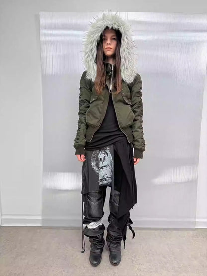 Short Waist Pie Overcomes Eco-Friendly Fur Lining Thickened Cold-Proof Fur Collar Jacket【s0000014544】