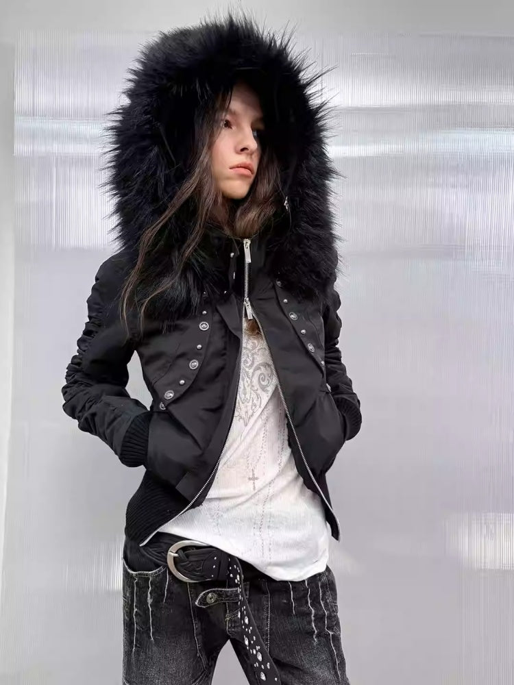 Short Waist Pie Overcomes Eco-Friendly Fur Lining Thickened Cold-Proof Fur Collar Jacket【s0000014544】