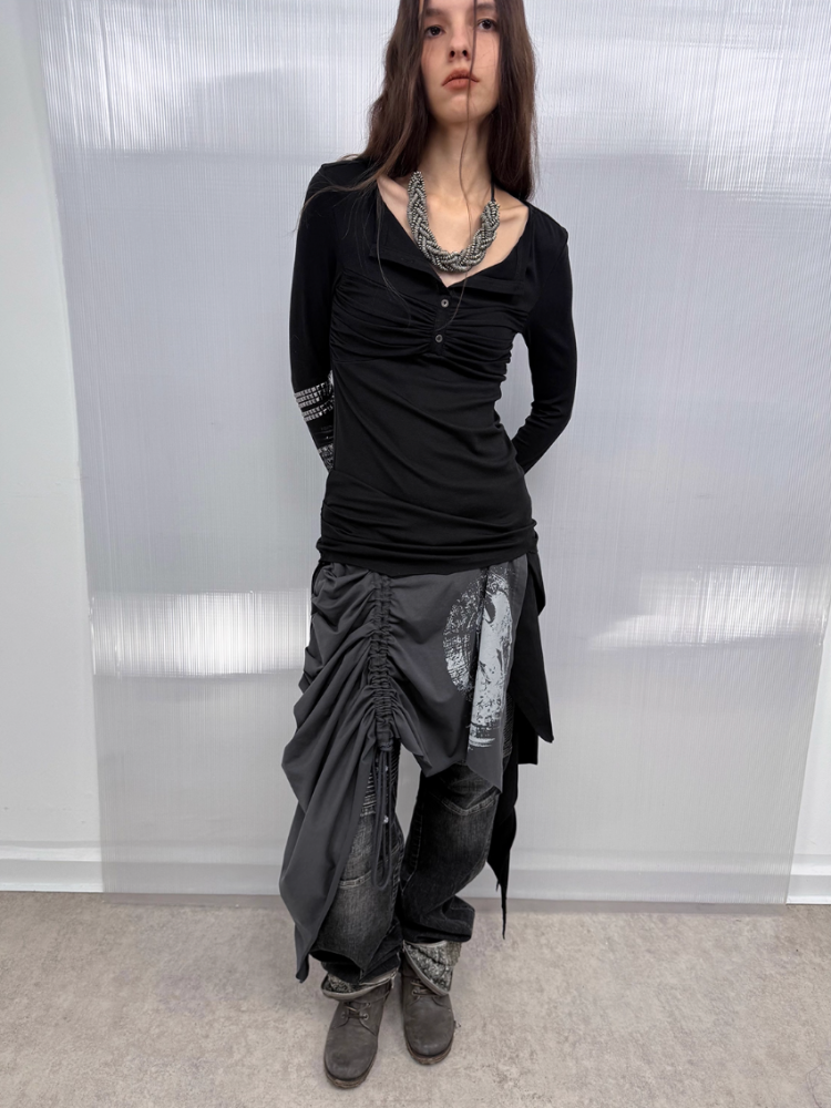 Original Print Stitching Fringe Multi-Wear Style A One-Piece Wrap Layered Skirt【s0000014547】