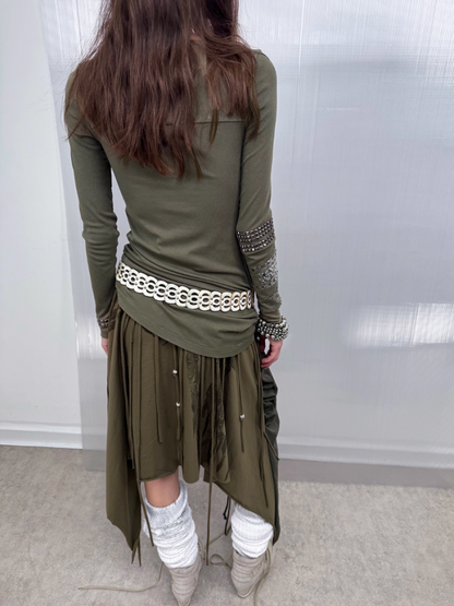 Original Print Stitching Fringe Multi-Wear Style A One-Piece Wrap Layered Skirt【s0000014547】