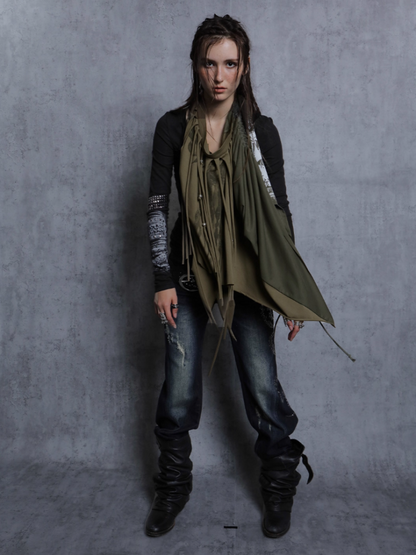 Original Print Stitching Fringe Multi-Wear Style A One-Piece Wrap Layered Skirt【s0000014547】