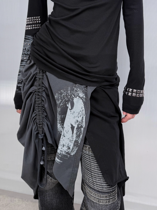 Original Print Stitching Fringe Multi-Wear Style A One-Piece Wrap Layered Skirt【s0000014547】