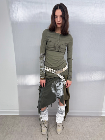 Original Print Stitching Fringe Multi-Wear Style A One-Piece Wrap Layered Skirt【s0000014547】