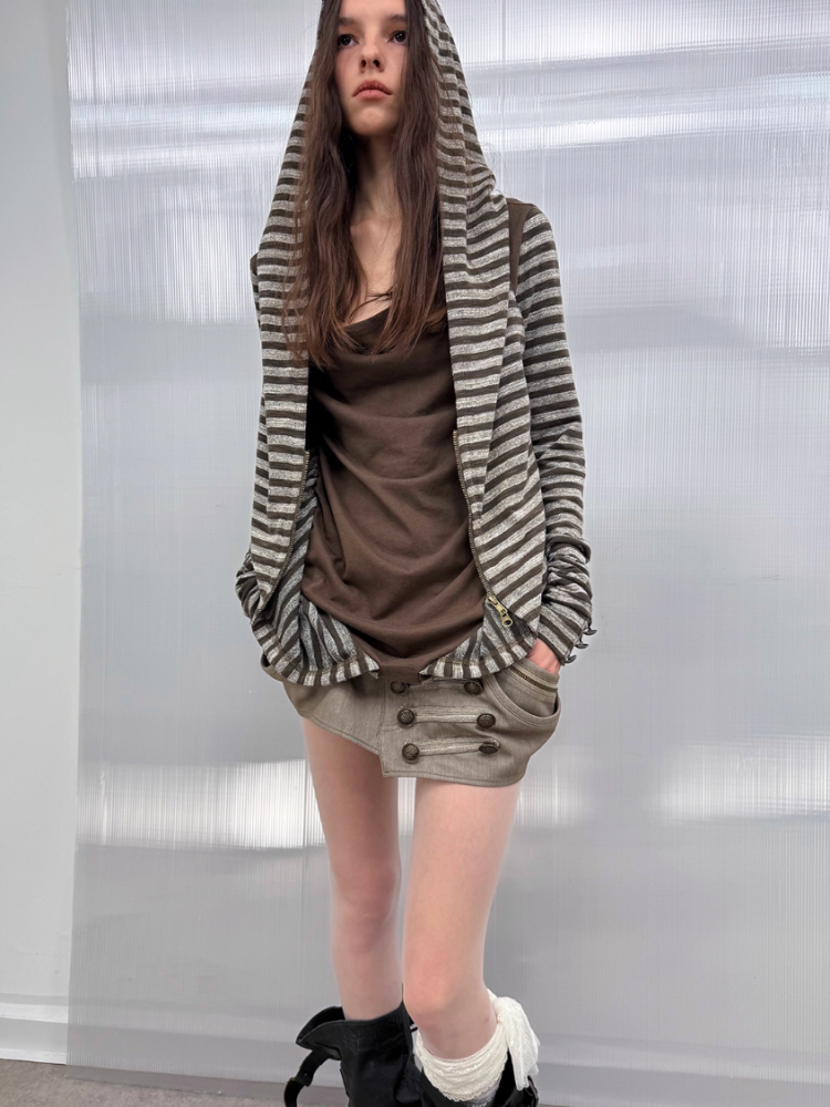 Pumpkin Puffy Three-Dimensional Cut Metal Buckle Cargo Style Asymmetrical Short Skirt【s0000014549】