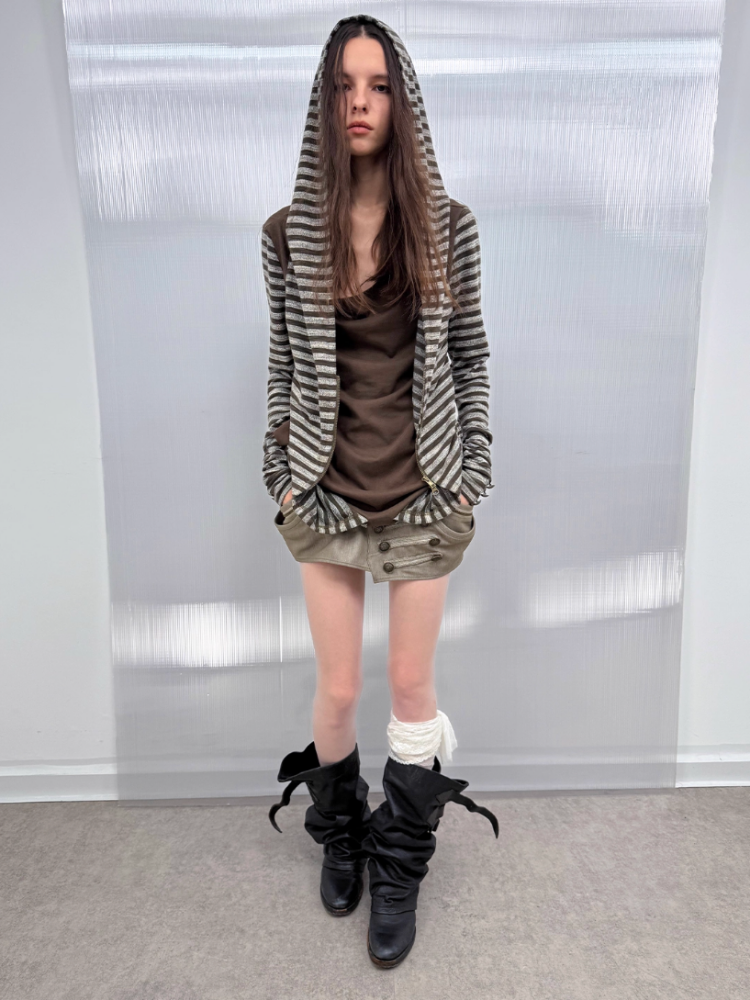 Pumpkin Puffy Three-Dimensional Cut Metal Buckle Cargo Style Asymmetrical Short Skirt【s0000014549】