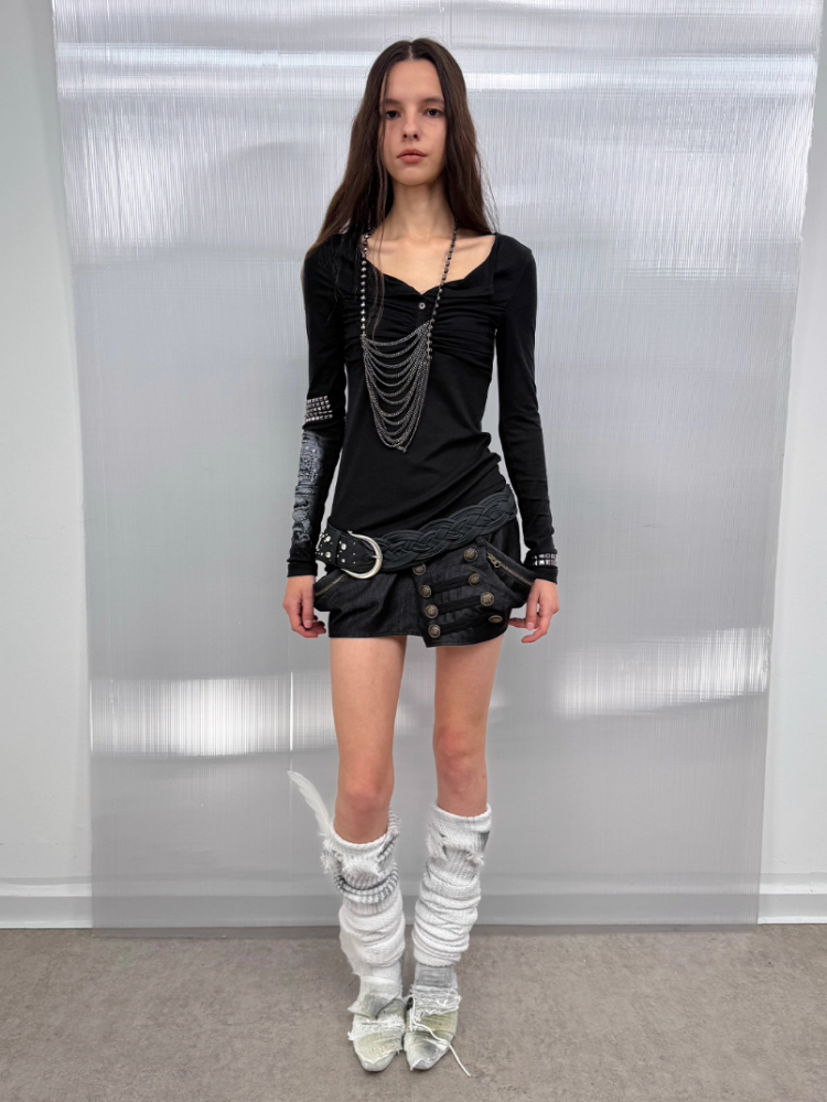 Pumpkin Puffy Three-Dimensional Cut Metal Buckle Cargo Style Asymmetrical Short Skirt【s0000014549】