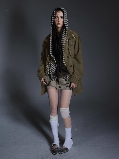 Pumpkin Puffy Three-Dimensional Cut Metal Buckle Cargo Style Asymmetrical Short Skirt【s0000014549】