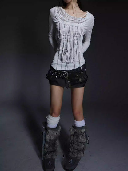 Pumpkin Puffy Three-Dimensional Cut Metal Buckle Cargo Style Asymmetrical Short Skirt【s0000014549】