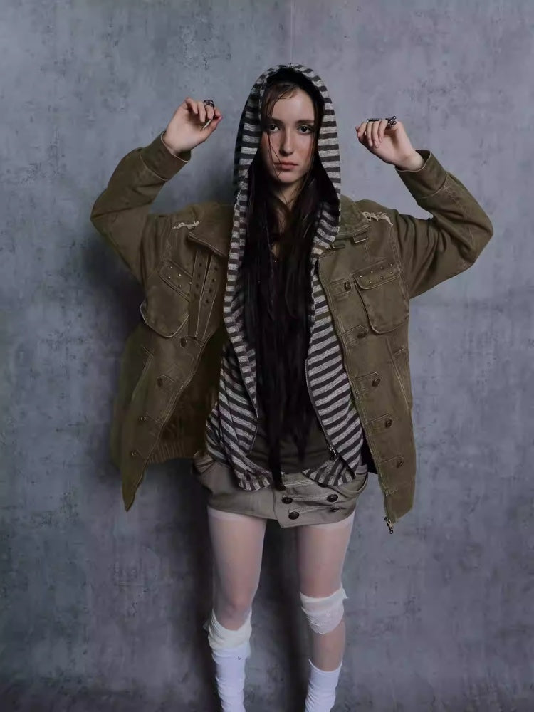 Pumpkin Puffy Three-Dimensional Cut Metal Buckle Cargo Style Asymmetrical Short Skirt【s0000014549】