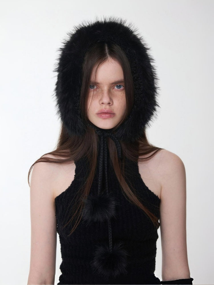 Double-Sided Eco-Friendly Lace-up Wool Ball Earmuffs【s0000014551】