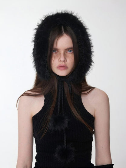 Double-Sided Eco-Friendly Lace-up Wool Ball Earmuffs【s0000014551】