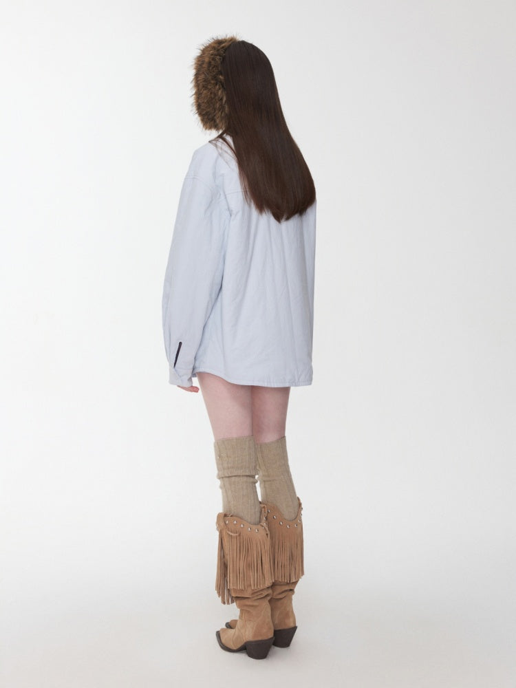 Double-Sided Eco-Friendly Lace-up Wool Ball Earmuffs【s0000014551】