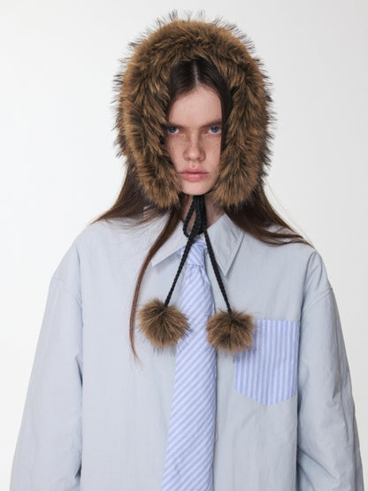 Double-Sided Eco-Friendly Lace-up Wool Ball Earmuffs【s0000014551】