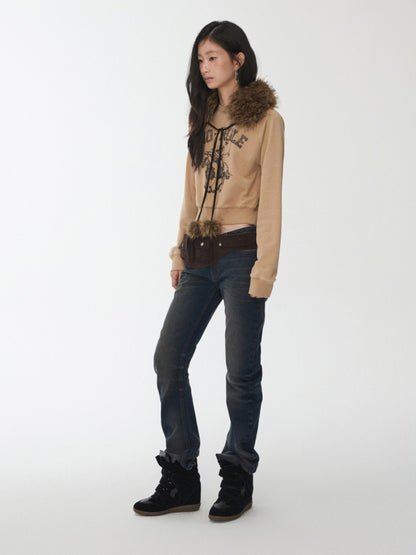 Double-Sided Eco-Friendly Lace-up Wool Ball Earmuffs【s0000014551】