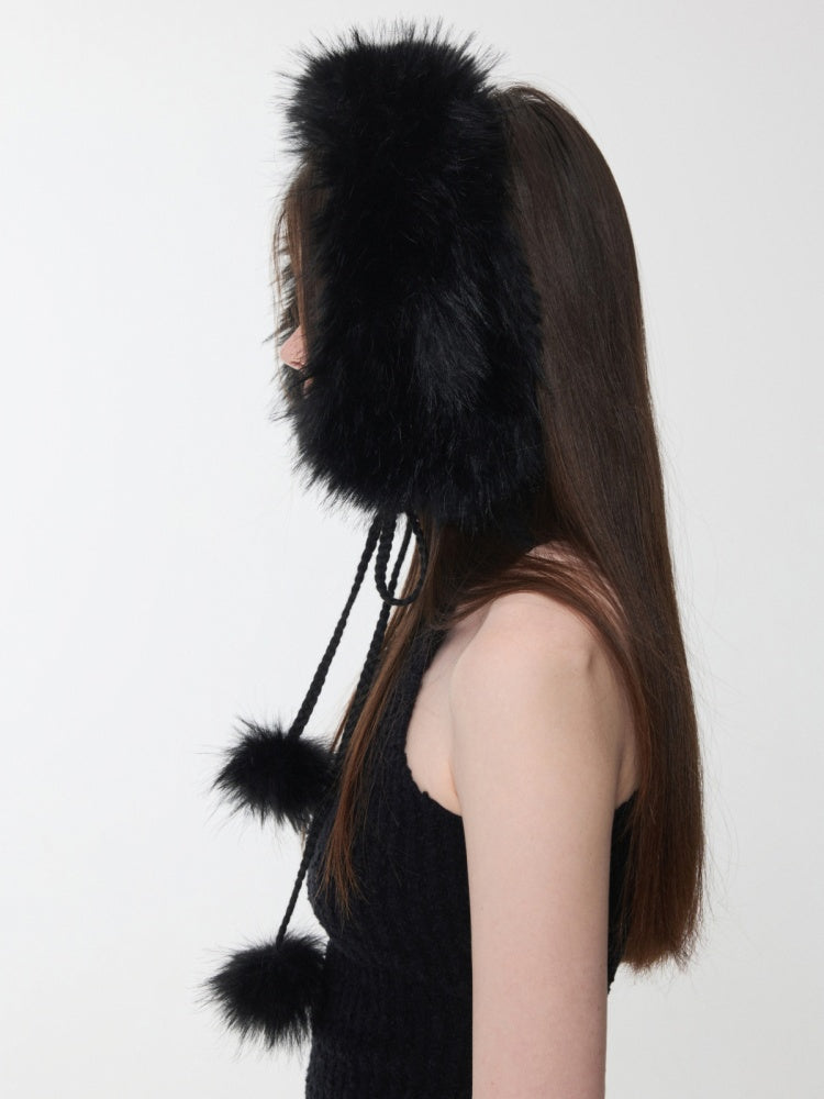 Double-Sided Eco-Friendly Lace-up Wool Ball Earmuffs【s0000014551】