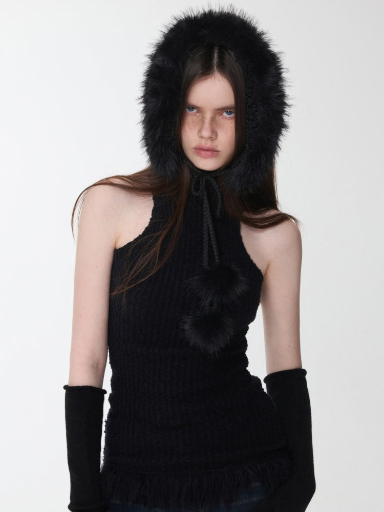 Double-Sided Eco-Friendly Lace-up Wool Ball Earmuffs【s0000014551】