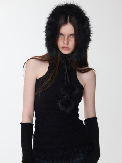 Double-Sided Eco-Friendly Lace-up Wool Ball Earmuffs【s0000014551】