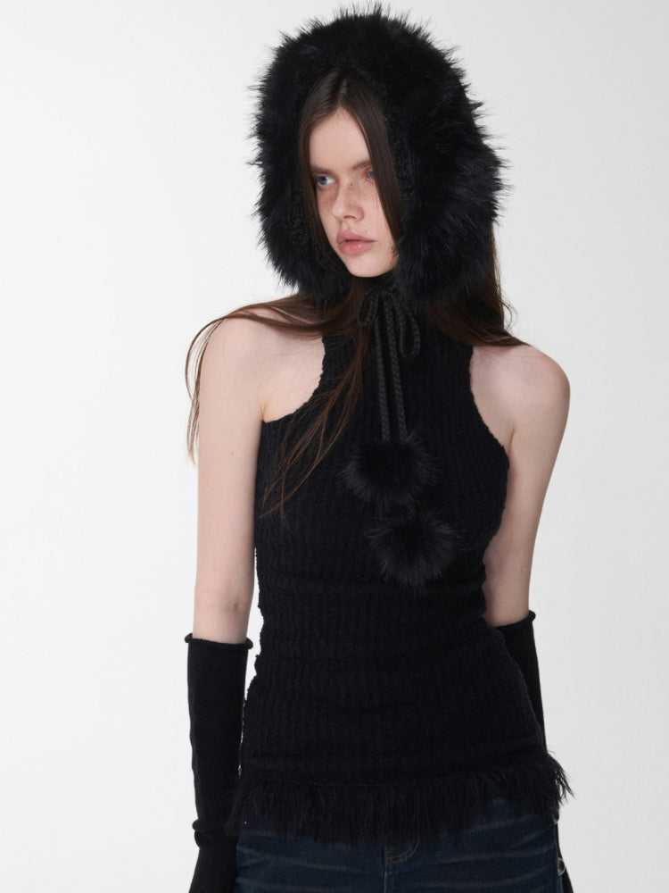 Double-Sided Eco-Friendly Lace-up Wool Ball Earmuffs【s0000014551】