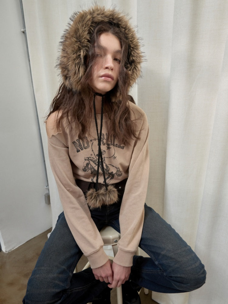 Double-Sided Eco-Friendly Lace-up Wool Ball Earmuffs【s0000014551】