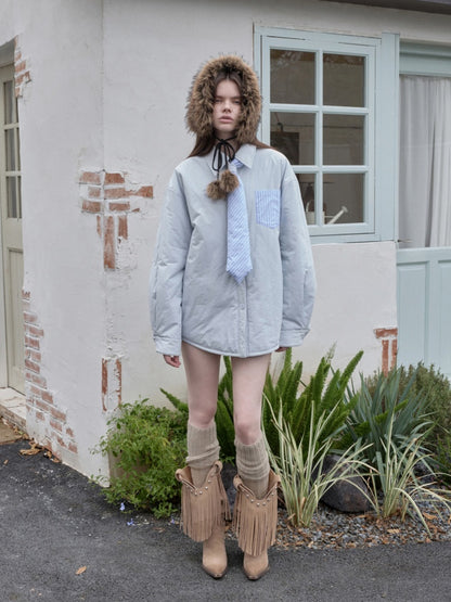 Double-Sided Eco-Friendly Lace-up Wool Ball Earmuffs【s0000014551】