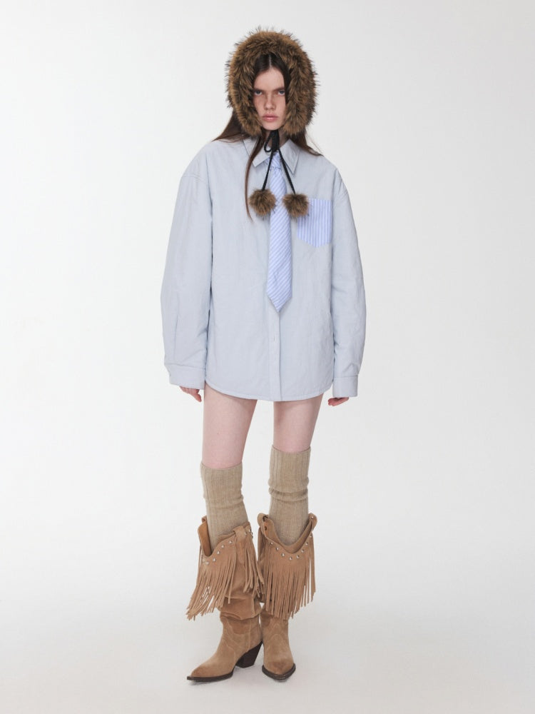 Double-Sided Eco-Friendly Lace-up Wool Ball Earmuffs【s0000014551】