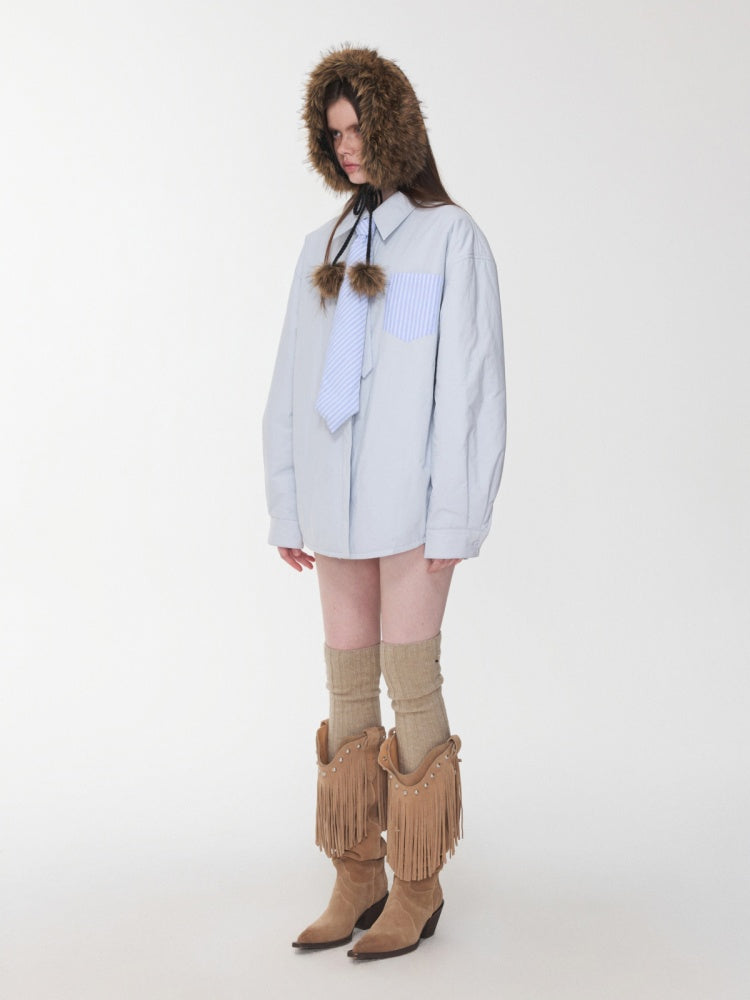 Double-Sided Eco-Friendly Lace-up Wool Ball Earmuffs【s0000014551】