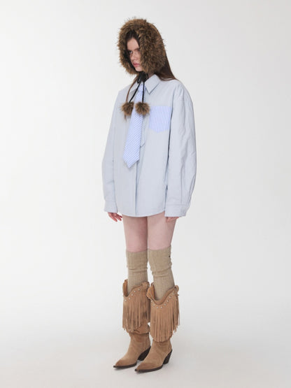 Double-Sided Eco-Friendly Lace-up Wool Ball Earmuffs【s0000014551】