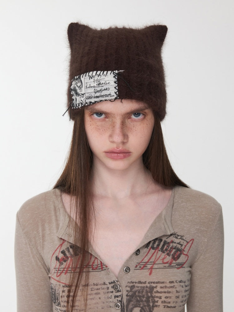 Cat Ears Long Rabbit Fur Solid Color Knitted【s0000014554】