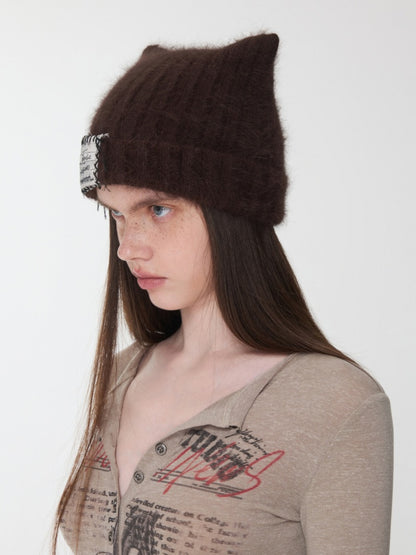 Cat Ears Long Rabbit Fur Solid Color Knitted【s0000014554】