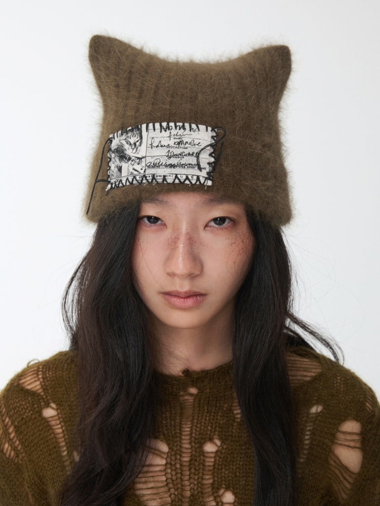 Cat Ears Long Rabbit Fur Solid Color Knitted【s0000014554】