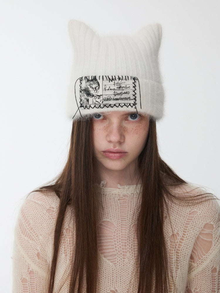 Cat Ears Long Rabbit Fur Solid Color Knitted【s0000014554】