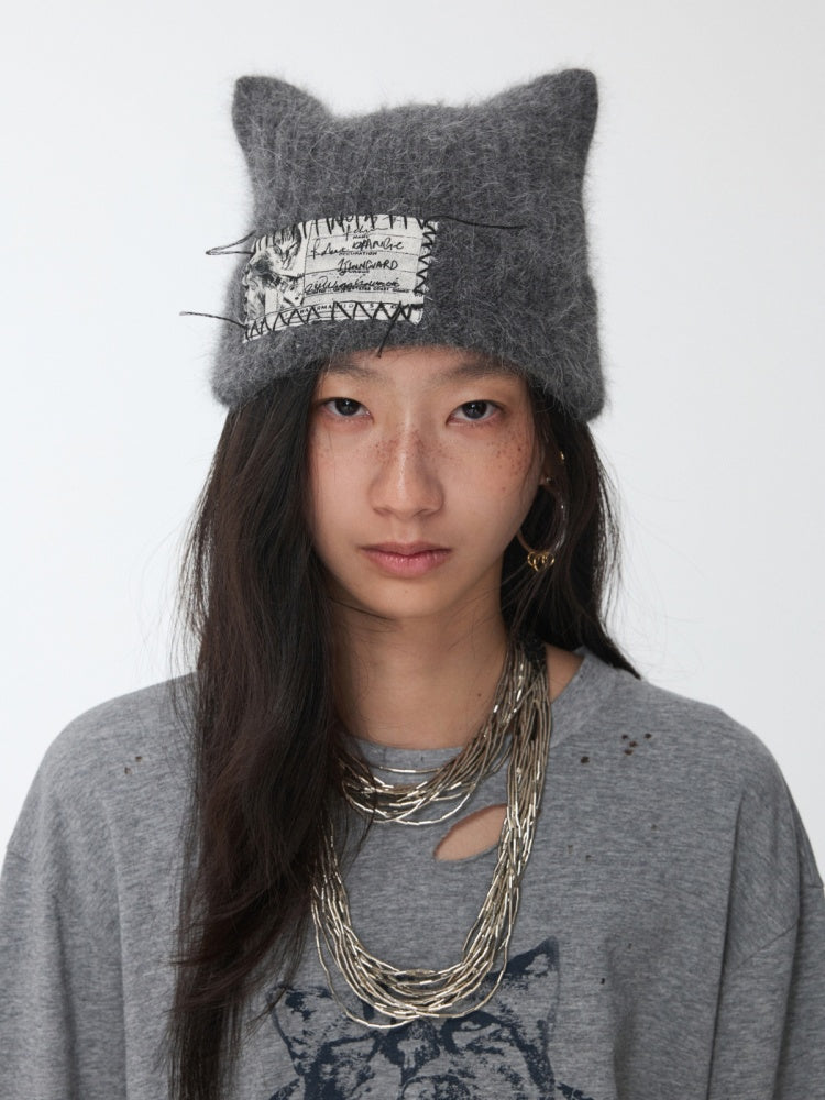 Cat Ears Long Rabbit Fur Solid Color Knitted【s0000014554】