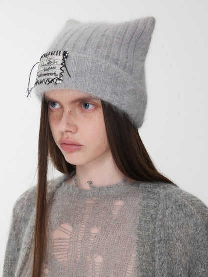 Cat Ears Long Rabbit Fur Solid Color Knitted【s0000014554】