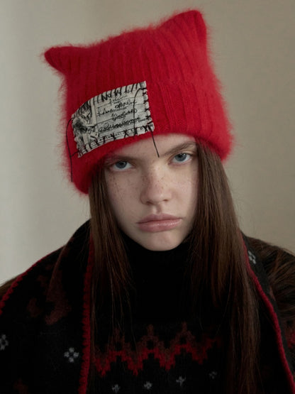 Cat Ears Long Rabbit Fur Solid Color Knitted【s0000014554】