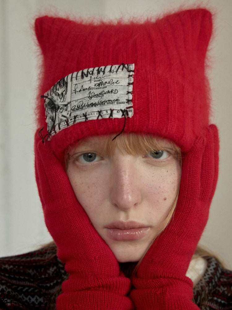 Cat Ears Long Rabbit Fur Solid Color Knitted【s0000014554】