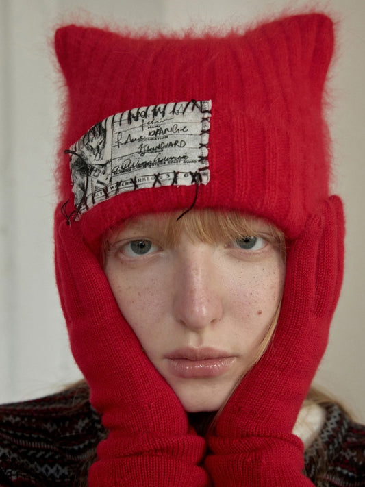 Cat Ears Long Rabbit Fur Solid Color Knitted【s0000014554】