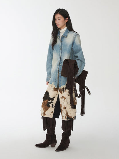 Vintage Washed Raw Edge Denim Fitted Irregular Ripped Casual Shirt Jacket【s0000014556】