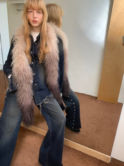 Vintage Washed Raw Edge Denim Fitted Irregular Ripped Casual Shirt Jacket【s0000014556】