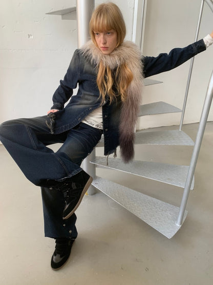 Vintage Washed Raw Edge Denim Fitted Irregular Ripped Casual Shirt Jacket【s0000014556】