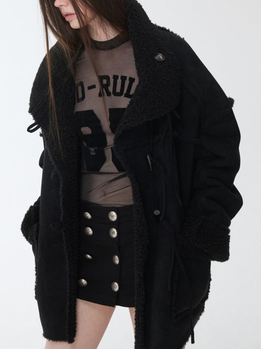 Vintage Camouflage Washed Canvas Double-Breasted Design A-line Short Skirt【s0000014557】