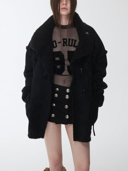 Vintage Camouflage Washed Canvas Double-Breasted Design A-line Short Skirt【s0000014557】