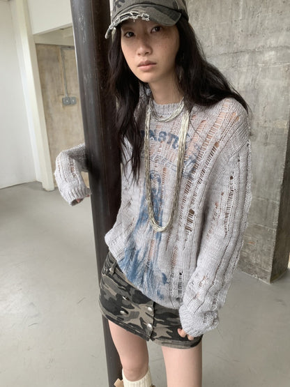 Vintage Camouflage Washed Canvas Double-Breasted Design A-line Short Skirt【s0000014557】