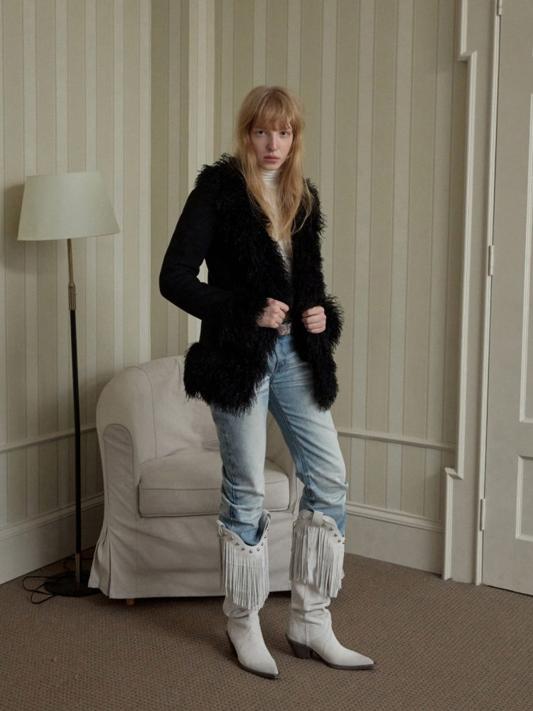 Retro Pleated Washed Three-Dimensional Cat Whisker Low-Waisted Slim Design Scimitar Jeans【s0000014560】