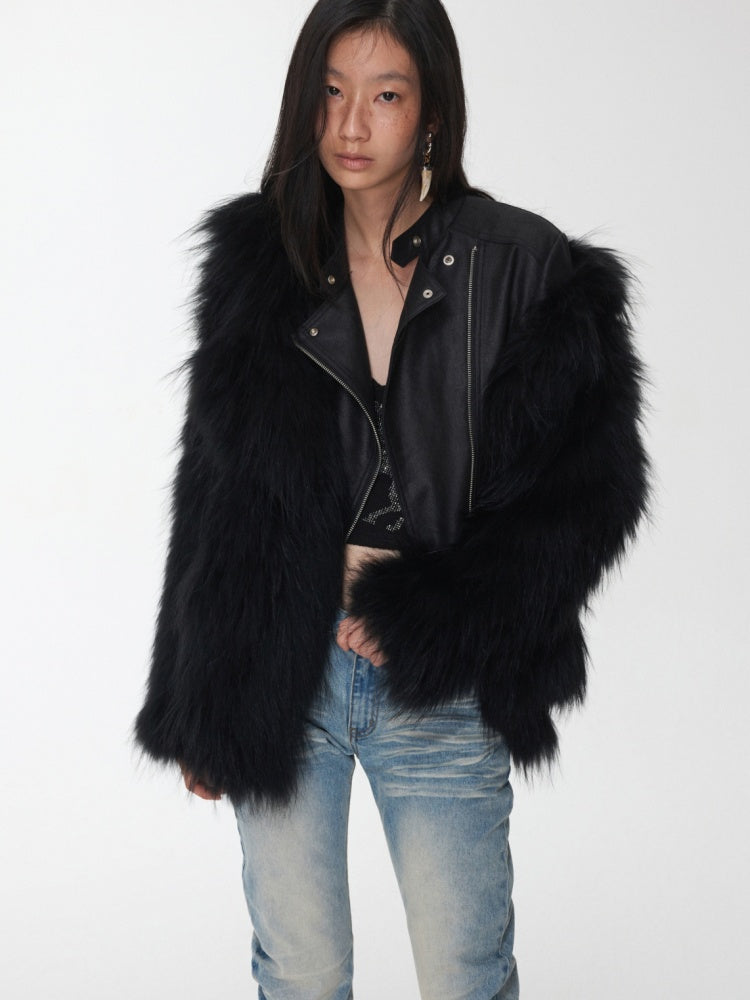 Heavy Industry Raccoon Wool Knitted Suit Large Lapel Fur Lazy Warm Jacket【s0000014564】