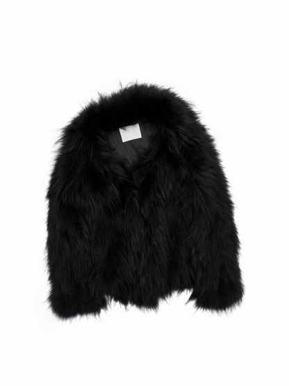 Heavy Industry Raccoon Wool Knitted Suit Large Lapel Fur Lazy Warm Jacket【s0000014564】