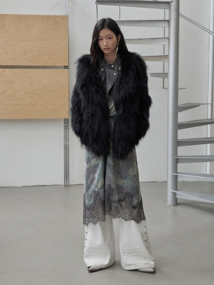 Heavy Industry Raccoon Wool Knitted Suit Large Lapel Fur Lazy Warm Jacket【s0000014564】